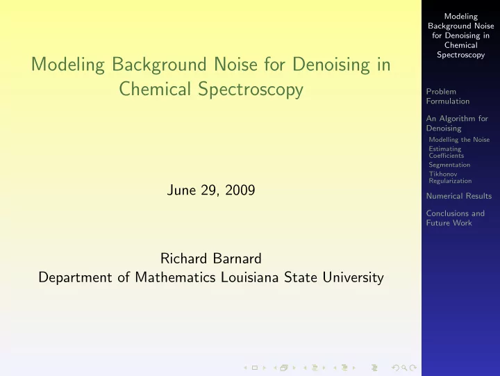modeling background noise for denoising in chemical