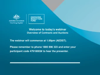 Welcome to todays webinar  Overview of Contracts and Auctions  The webinar will commence at