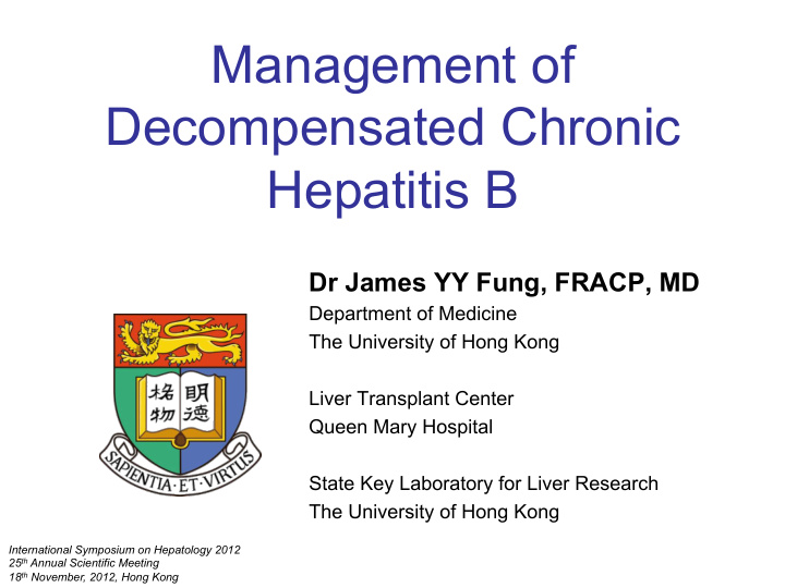 management of decompensated chronic hepatitis b