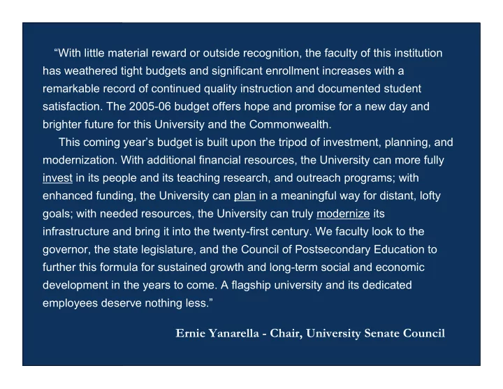 ernie yanarella chair university senate council