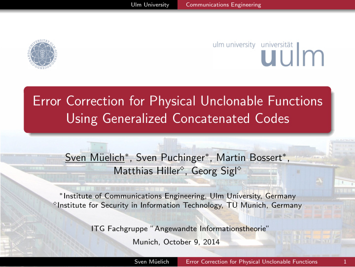 error correction for physical unclonable functions using