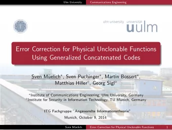 Error Correction for Physical Unclonable Functions  Using Generalized Concatenated Codes uelich