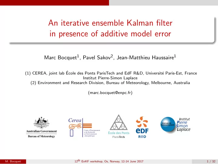 an iterative ensemble kalman filter in presence of