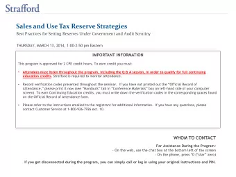 Sales and Use Tax Reserve Strategies  Best Practices for Setting Reserves Under Government and