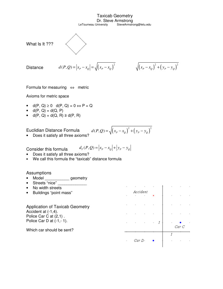 circles circle p d p c r r 0 c is fixed but which metric