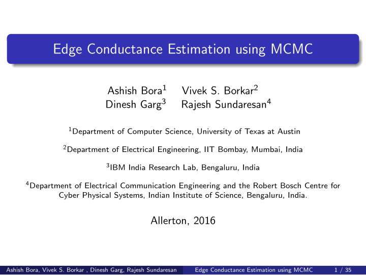edge conductance estimation using mcmc
