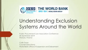 Understanding Exclusion  Systems Around the World  Public Procurement Law Association Conference