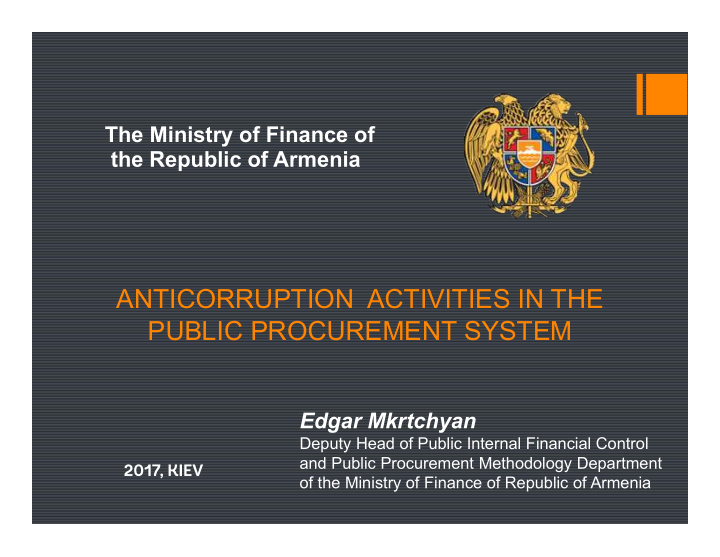 anticorruption activities in the public procurement system