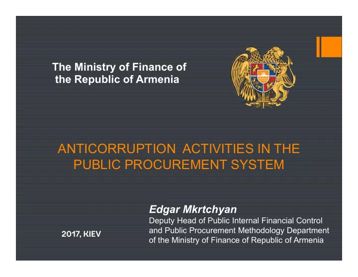 anticorruption activities in the public procurement system