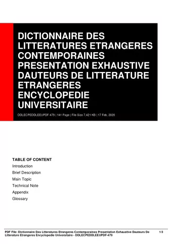 DICTIONNAIRE DES  LITTERATURES ETRANGERES  CONTEMPORAINES  PRESENTATION EXHAUSTIVE  DAUTEURS DE