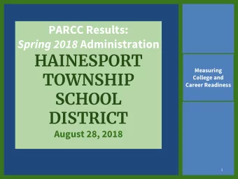 HAINESPORT  Measuring  TOWNSHIP  College and  Career Readiness  SCHOOL  DISTRICT  August 28, 2018