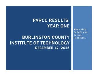 PARCC RESULTS:  YEAR ONE  Measuring  College and  Career  BURLINGTON COUNTY  Readiness  INSTITUTE