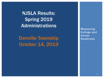 NJSLA Results:  Spring 2019  Administrations  Measuring  College and  Career  Denville Township