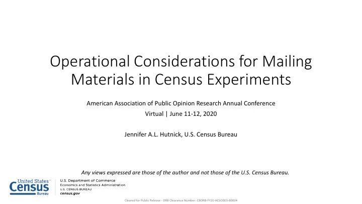 operational considerations for mailing materials in