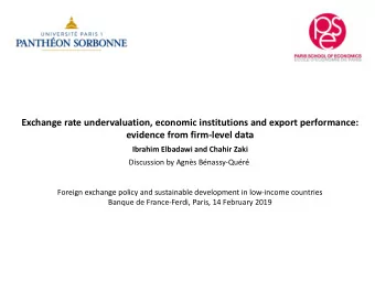 Exchange rate undervaluation, economic institutions and export performance:  evidence from