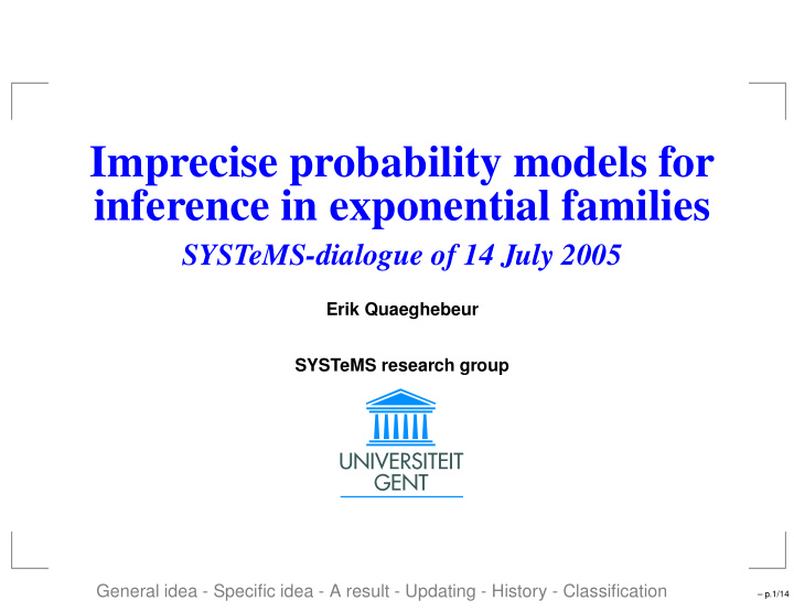 imprecise probability models for inference in exponential