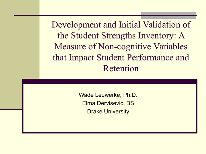 development and initial validation of the student