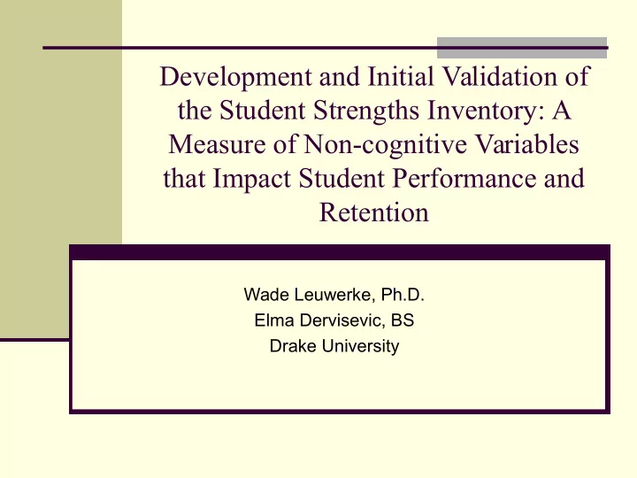 development and initial validation of the student