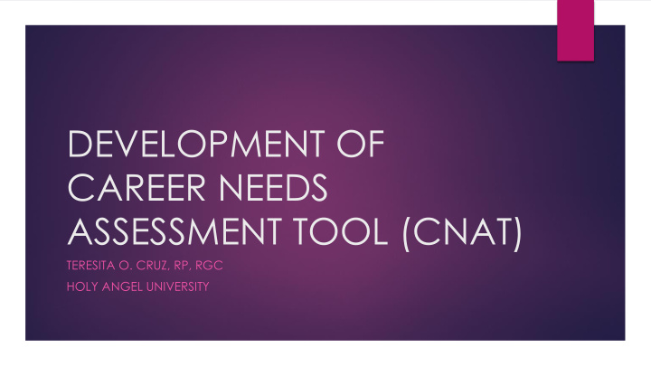 career needs assessment tool cnat