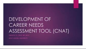 CAREER NEEDS  ASSESSMENT TOOL (CNAT)  TERESITA O. CRUZ, RP, RGC  HOLY ANGEL UNIVERSITY  THEORETICAL