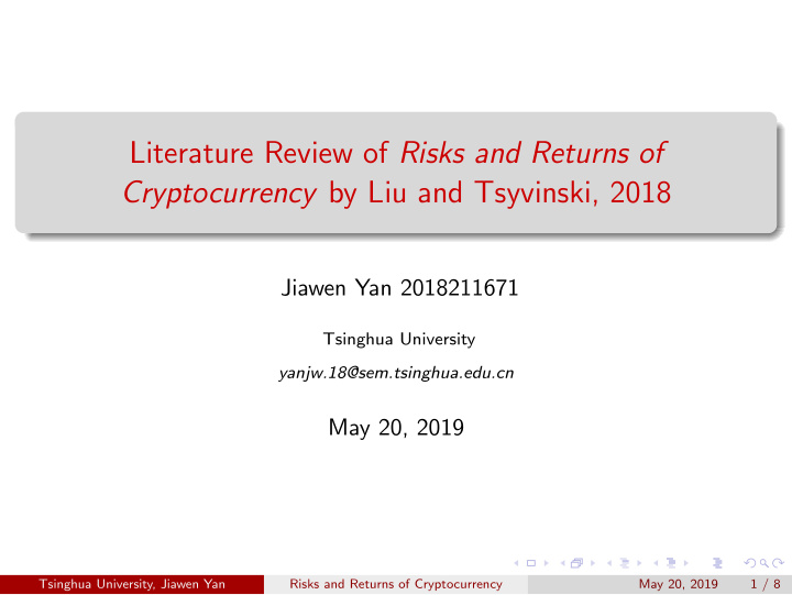 literature review of risks and returns of cryptocurrency