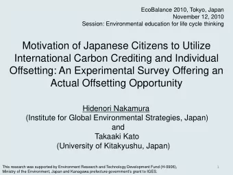Motivation of Japanese Citizens to Utilize  International Carbon Crediting and Individual