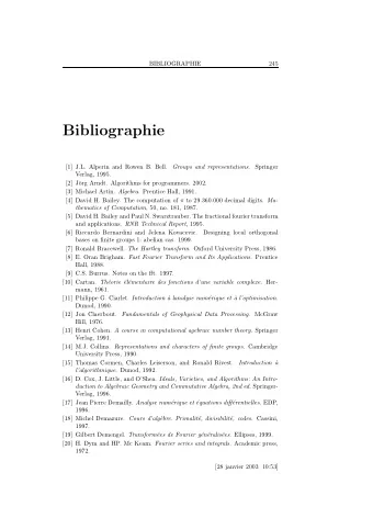 Bibliographie [1] J.L. Alperin and Rowen B. Bell. Groups and representations . Springer  Verlag,