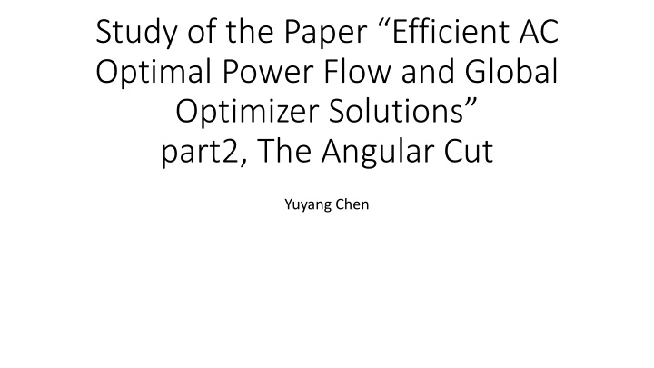 optimal power flow and global