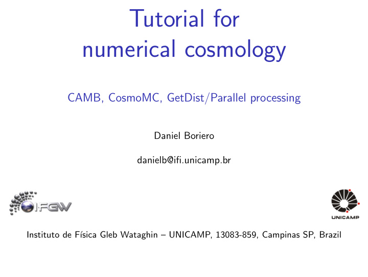 tutorial for numerical cosmology
