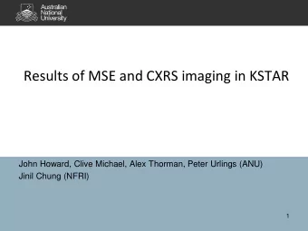 Results of MSE and CXRS imaging in KSTAR  John Howard, Clive Michael, Alex Thorman, Peter Urlings