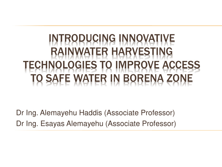 introducing innovative rainwater harvesting technologies
