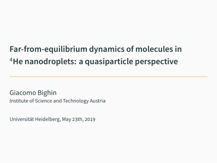 far from equilibrium dynamics of molecules in 4 he