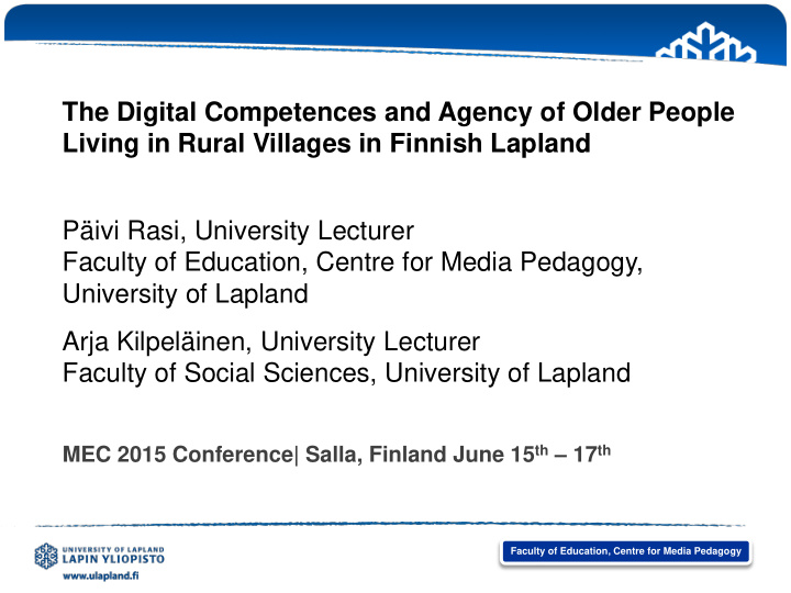 the digital competences and agency of older people living