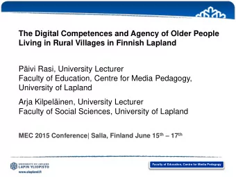 The Digital Competences and Agency of Older People  Living in Rural Villages in Finnish Lapland
