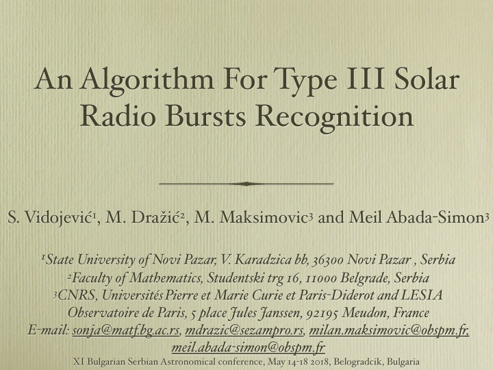 an algorithm for type iii solar radio bursts recognition