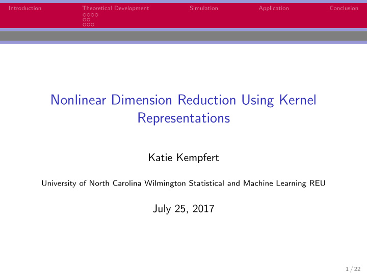 nonlinear dimension reduction using kernel representations