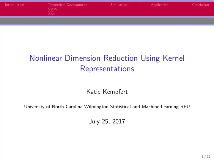 nonlinear dimension reduction using kernel representations