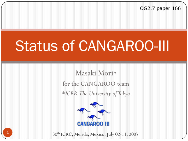 status of cangaroo iii