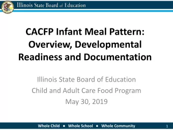 CACFP Infant Meal Pattern:  Overview, Developmental  Readiness and Documentation  Illinois State