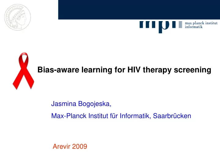 bias aware learning for hiv therapy screening