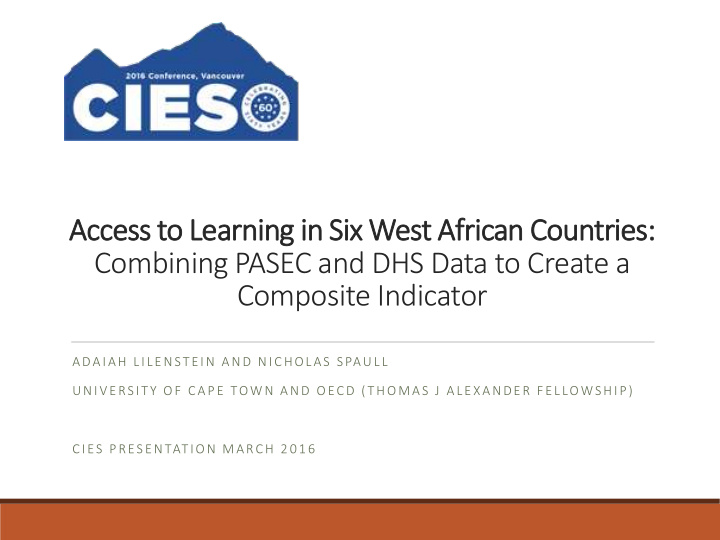 access to learning in six west african countries