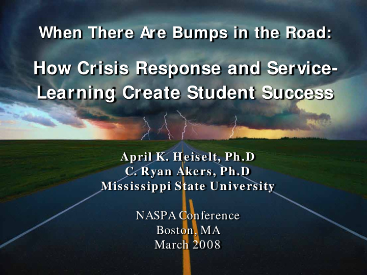 how crisis response and service learning create student