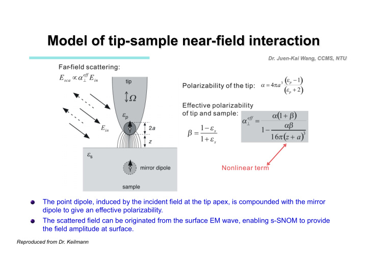 the point dipole induced by the incident field at the tip