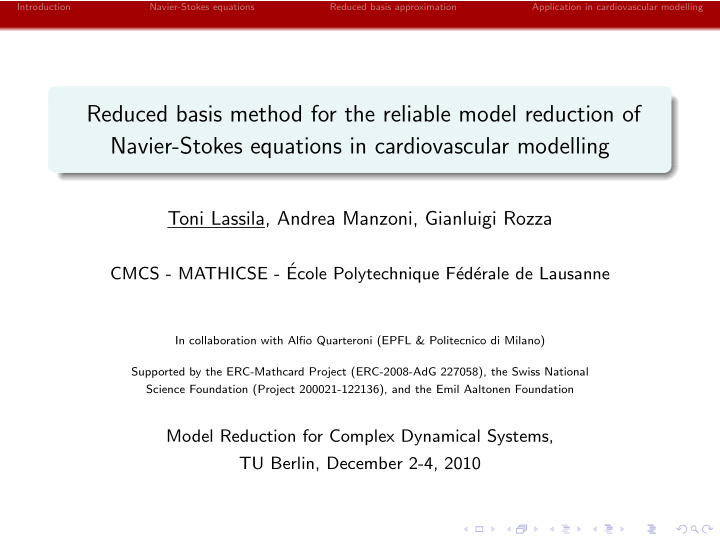 reduced basis method for the reliable model reduction of