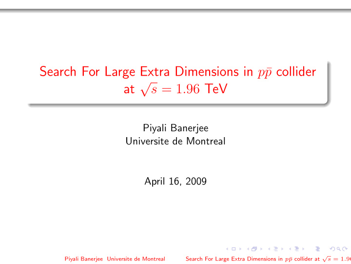 search for large extra dimensions in p p collider at s 1