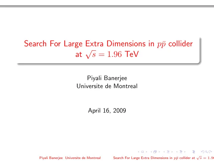 search for large extra dimensions in p p collider at s 1