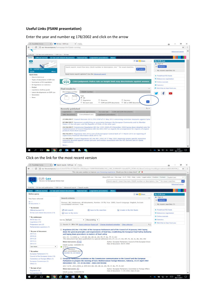 useful links fsani presentation enter the year and number