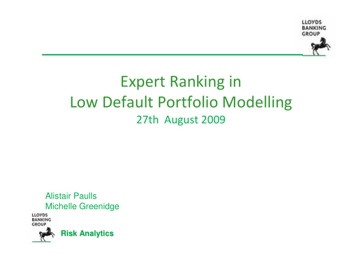 expert ranking in low default portfolio modelling