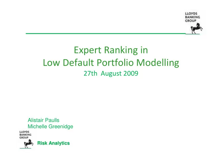 expert ranking in low default portfolio modelling