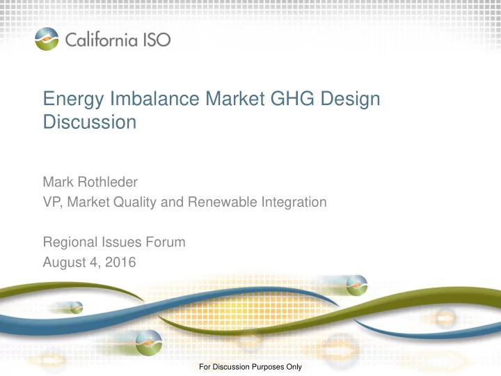 energy imbalance market ghg design